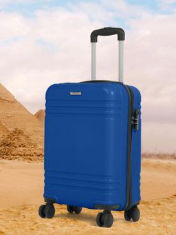 Teakwood - Unisex Solid Hard Sided Trolley Bag - Blue