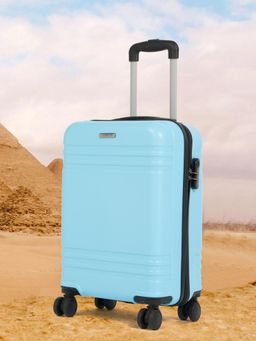 Teakwood - Unisex Solid Hard Sided Trolley Bag - Blue