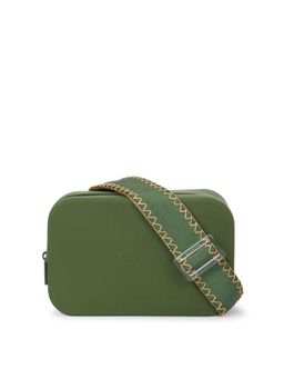 VIAJECITO - Women Blanket Stitch Classic Green With Tan Stitching Sling Bag