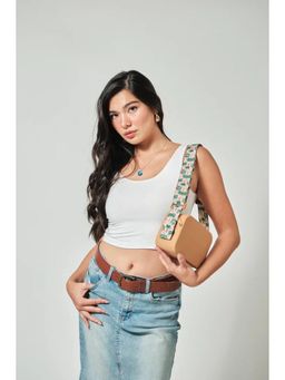 VIAJECITO - Women Tropical Classic Tan Sling Bag