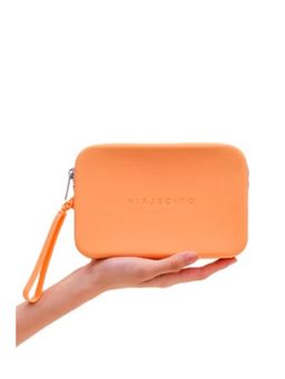 VIAJECITO - Women Honeydew Clutch With Cool Grey Zipper - Orange