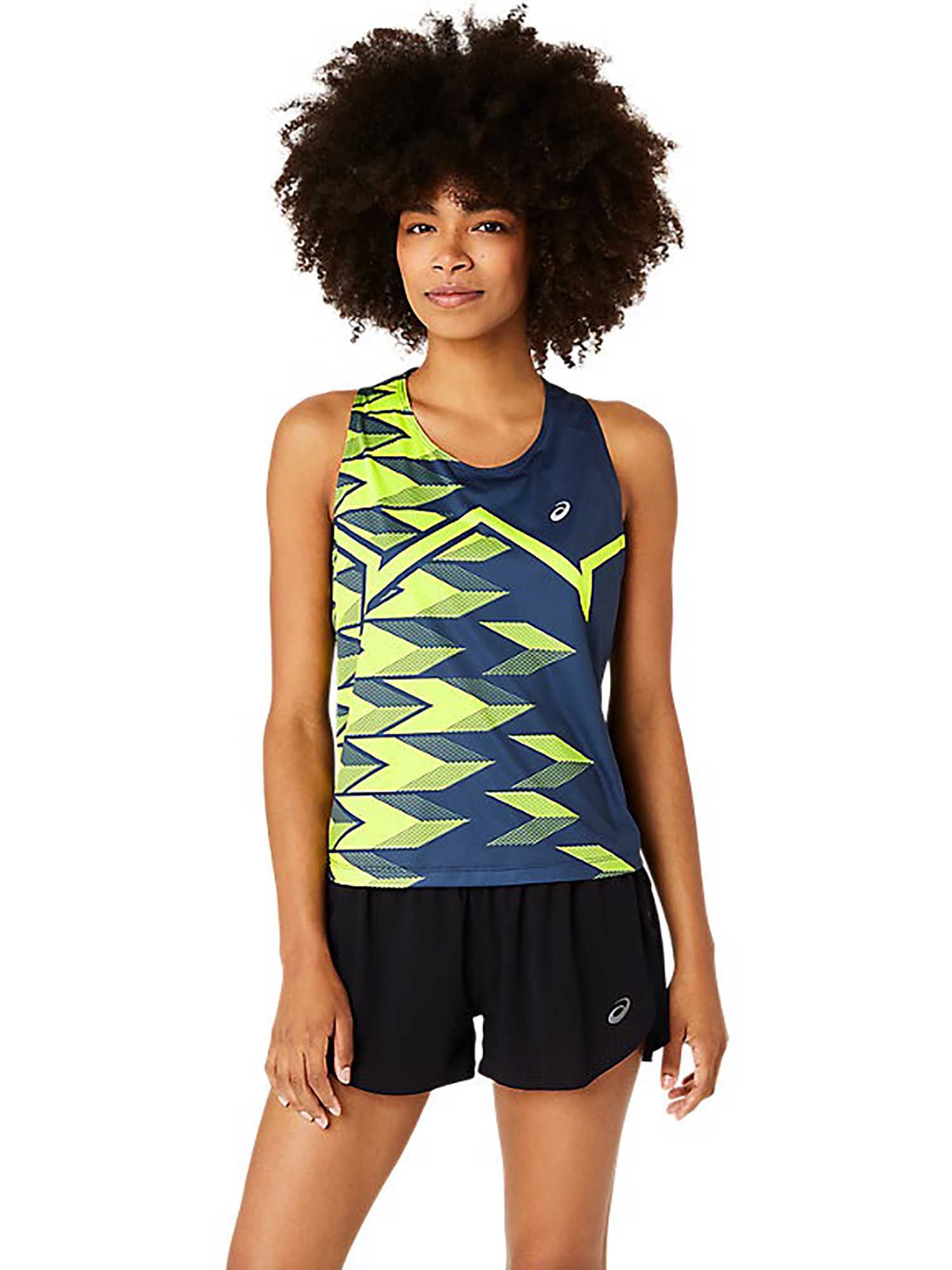 ASICS Blue Printed Polyester Regular Tank Top
