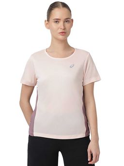 ASICS - Pink Colorblock Polyester Regular T-Shirt