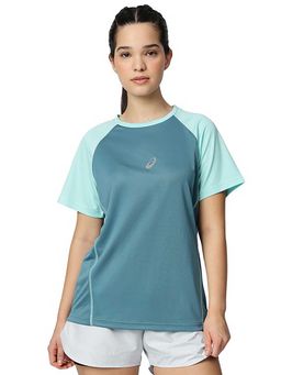 ASICS - Blue Colorblock Polyester Regular T-Shirt