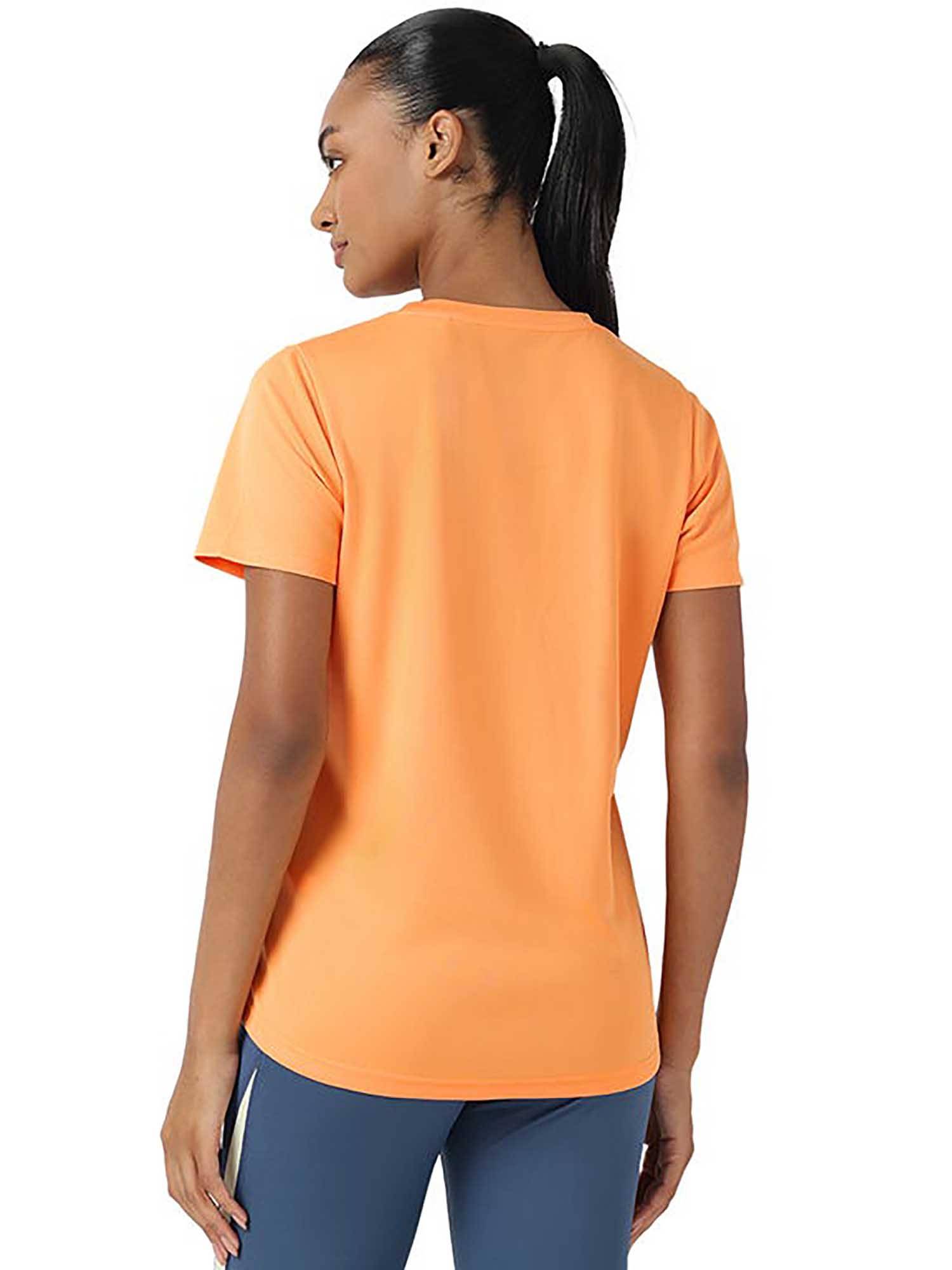Buy ASICS Orange Solid Polyester Regular T-Shirt (XS) Online