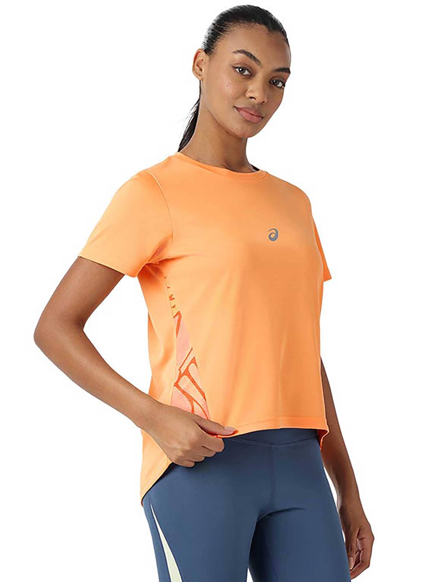 Buy ASICS Orange Solid Polyester Regular T-Shirt (XS) Online