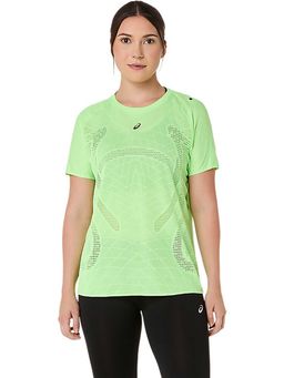 ASICS - Green Self Design Polyester Regular T-Shirt
