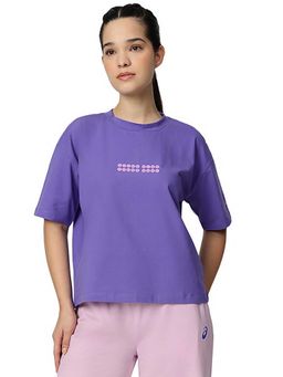 ASICS - Blue Typography Cotton Relaxed T-Shirt