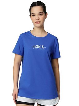 ASICS - Blue Typography Cotton Regular T-Shirt
