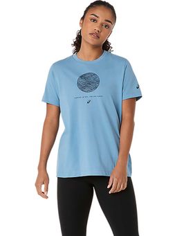 ASICS - Blue Printed Cotton Regular T-Shirt