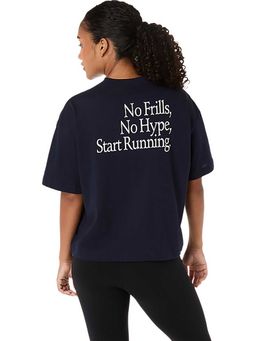 ASICS - Blue Typography Cotton Relaxed T-Shirt