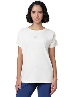 ASICS - White Solid Polyester Relaxed T-Shirt