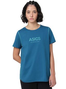 ASICS - Blue Printed Cotton Regular T-Shirt
