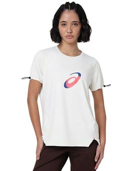 ASICS - Cream Solid Polyester Regular T-Shirt