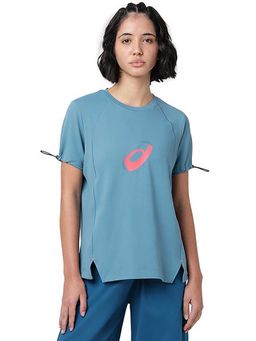 ASICS - Blue Solid Polyester Regular T-Shirt