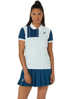 ASICS - Blue Colorblock Polyester Slim Polo T-Shirt