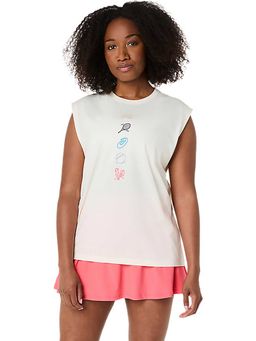 ASICS - Cream Solid Cotton Relaxed Tank Top