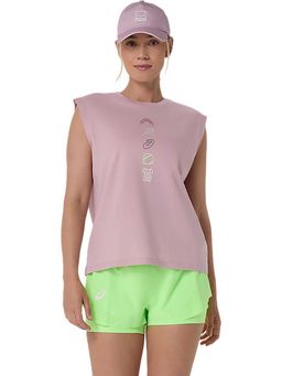 ASICS - Pink Solid Cotton Relaxed Tank Top