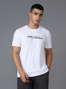 Technosport - White Typography Polyester Regular T-shirt