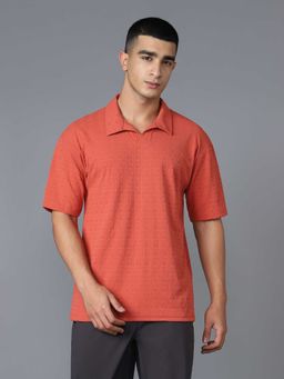 Technosport - Red Textured Polyester Slim Polo T-shirt