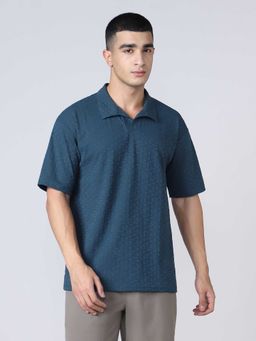Technosport - Green Textured Polyester Slim Polo T-shirt