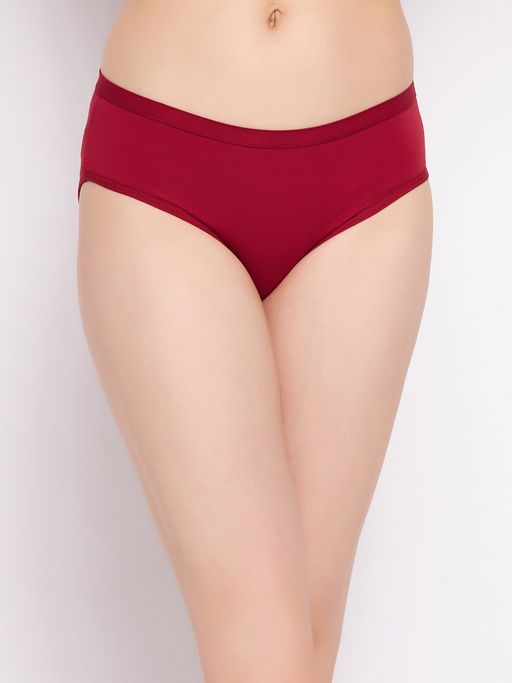 Clovia Mid Waist Hipster Panty In Maroon-Cotton