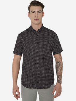 Greenfibre - Mens Coffee Bean Cotton Smart Fit Printed Casual Shirt