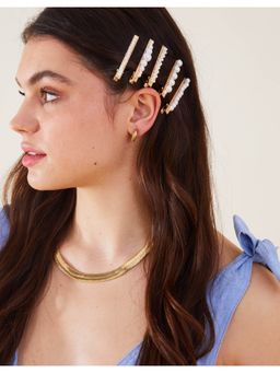 Accessorize London - Women Set of 5 White Pearl Hair Clip
