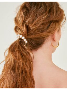 Accessorize London - Women Gold Pearl Metal Barrette Hair Pony