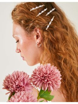 Accessorize London - Women Gold Pearl and Bead Hair Slides Pack of 4