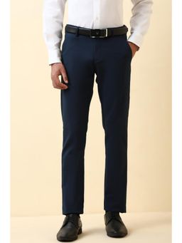 Allen Solly - Men Navy Blue Solid Formal Trouser