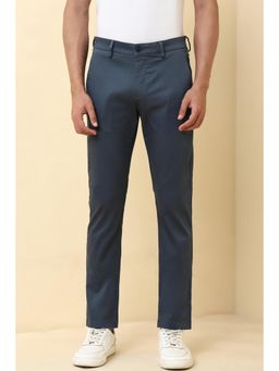 Allen Solly - Men Navy Blue Textured Casual Trouser