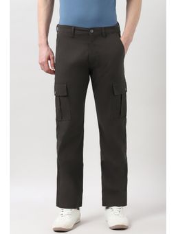 Peter England - Men Grey Solid Regular Fit Casual Cargo