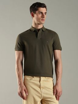 Tommy Hilfiger - Men Solid Regular Fit Cotton Olive Polo T-Shirt