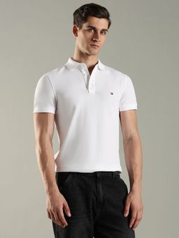 Tommy Hilfiger - Men Solid Slim Fit Cotton White Polo T-Shirt