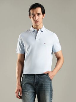 Tommy Hilfiger - Men Solid Relaxed Fit Cotton Blue Polo T-Shirt