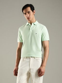 Tommy Hilfiger - Men Solid Relaxed Fit Cotton Green Polo T-Shirt