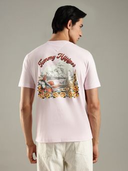 Tommy Hilfiger - Men Graphic Regular Fit Cotton Pink T-Shirt