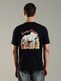 Tommy Hilfiger - Men Graphic Regular Fit Cotton Navy Blue T-Shirt