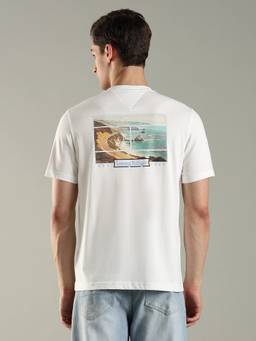 Tommy Hilfiger - Men Graphic Regular Fit Cotton Off White T-Shirt