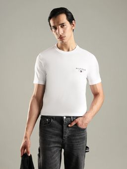 Tommy Hilfiger - Men Solid Regular Fit Cotton White T-Shirt