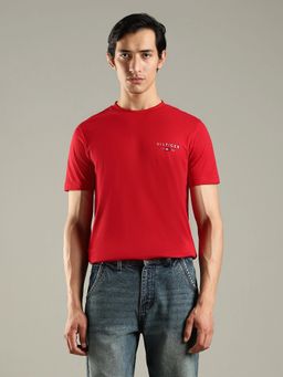 Tommy Hilfiger - Men Solid Regular Fit Cotton Red T-Shirt
