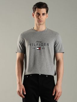 Tommy Hilfiger - Men Logo Regular Fit Cotton Grey T-Shirt
