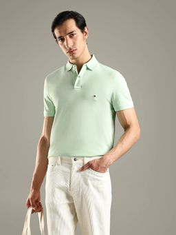 Tommy Hilfiger - Men Solid Regular Fit Cotton Green Polo T-Shirt