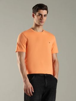 Tommy Hilfiger - Men Solid Regular Fit Cotton Orange T-Shirt