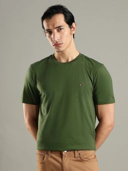 Tommy Hilfiger - Men Solid Regular Fit Cotton Green T-Shirt