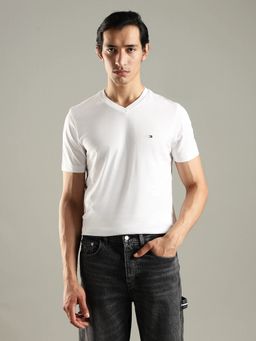 Tommy Hilfiger - Men Solid Regular Fit Cotton White T-Shirt