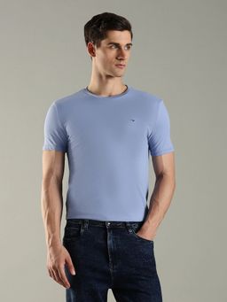 Tommy Hilfiger - Men Solid Slim Fit Cotton Blue T-Shirt