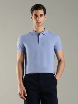 Tommy Hilfiger - Men Solid Slim Fit Cotton Blue Polo T-Shirt