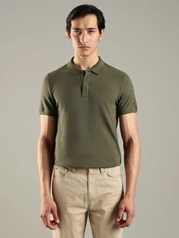 Tommy Hilfiger - Men Solid Slim Fit Cotton Green Polo T-Shirt